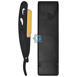 Afeitadora de Acero Inoxidable para Hombre, Negra y Dorada, Cuchilla para Limpiar la Barba, Afeitado Suave, Cuchilla Recta, Gris - Product Image 3