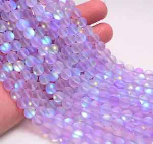 Perles rondes en quartz mystique givré violet lavande, pierres précieuses naturelles pour la fabrication de bijoux, bracelet et collier DIY - Product Image 1
