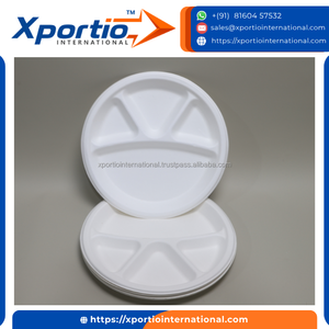 จานแบกาสแบบใช้แล้วทิ้ง Xportio International 4 ช่อง ขนาด 9 นิ้ว ป้องกันการรั่วซึม ได้รับการรับรองจาก FDA สำหรับอาหารแบบนำกลับบ้าน - Product Image 2