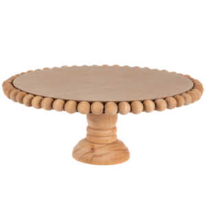 Wholesale Rustic Wooden Cake Stand Beaded Edge Wooden Dessert Pedestal Display Tray for Wedding Party Birthday Table Decor - Product Image 1