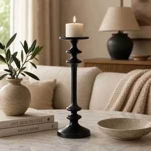 Black <b>Candlestick</b> Holder 14 Inch <b>Tall</b> Durable Home Decoration - Product Image 4