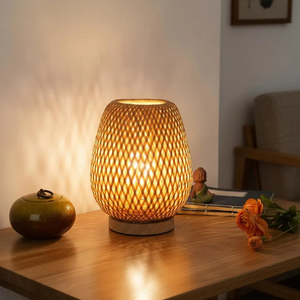 Premium Woven <b>Bamboo</b> <b>Table</b> Lamp Natural Wood Boho <b>Bedside</b> Light Handcrafted Rattan Night Decor Supplier Manufacturer - Product Image 5