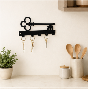 Porta llaves de pared con forma de llave esqueleto vintage, estante decorativo de hierro forjado rústico con 5 ganchos para la entrada del hogar, cocina - Product Image 6