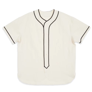Camiseta de Béisbol Unisex Transpirable de Manga Corta, Blanca, con Botones y Cuello en V, Top Deportivo - Product Image 1
