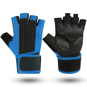 Gants de fitness demi-doigts en PU avec paume en maille respirante et sangle de poignet réglable pour la musculation en salle de sport, unisexe - Product Image 4