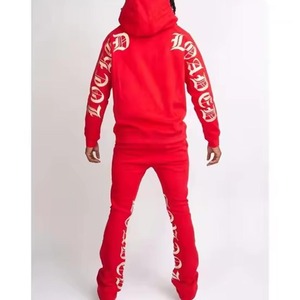 Conjunto Deportivo Holgado Personalizado para Hombres y Niños, de Algodón de Alta Calidad, con Sudadera con Cremallera y Pantalones Acampanados - Product Image 3
