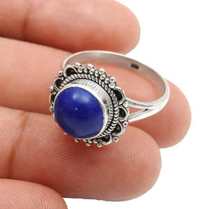 925 Sterling Silver Plated Vintage <b>Ring</b> Comes With <b>Lapis</b> <b>Lazuli</b> Gemstone High Quality Bohemian Style Wedding <b>Ring</b> Party Jewelry - Product Image 3