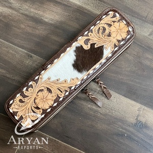 Super Septembre 2026 Étuis pour fer à friser en cuir véritable, sacs de rangement pour cheveux en cuir de vachette repoussé, pochettes de voyage résistantes à la chaleur - Product Image 1