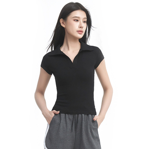 <b>Ladies</b> Side Slit Polo <b>Shirt</b> Relaxed Comfortable Casual Collar Top Breathable Lightweight Clothing for Summer Daily Wear - Product Image 3