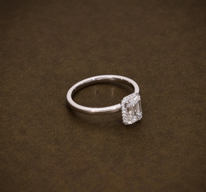 925 Sterling <b>Silver</b> <b>Emerald</b> Cut Cute Diamond <b>Ring</b> IGI Certified Classic Wedding Band for Engagement Anniversary Party Gift - Product Image 2