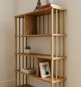 <b>Modern</b> Wooden Cubby <b>Shelf</b> 4-Tier Freestanding Bookcase Minimalist Design Living Room Home Furniture - Product Image 4