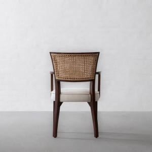 เก้าอี้ทานข้าวโดมาอาร์ม ทำจากไม้สักแท้คุณภาพสูง พร้อมพนักพิงหวายและเบาะรองนั่ง สำหรับใช้ภายในอาคาร - Product Image 6