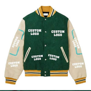 เสื้อแจ็คเก็ตครอปปักโลโก้แบบกำหนดเอง เสื้อแจ็คเก็ตวาร์ซิตี้ขายดี เสื้อแจ็คเก็ตบอมเบอร์หนัง - Product Image 1