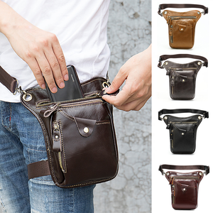 Bolsa de cuero para hombre, riñonera para motocicleta, bolsa de herramientas para la pierna, bolsa de hombro para teléfono móvil, impermeable, de cuero genuino, diseño vintage - Product Image 6