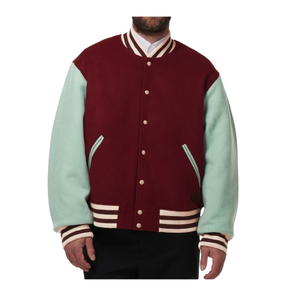 High Quality Custom Logo Satin Jacket Men <b>Cool</b> Style <b>Patch</b> Logo Casual Outdoor Professional College Team Wear Fur Leather - Product Image 1