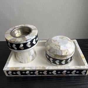 Wholesale <b>MOP</b> and MDF Incense Burner Set Bulk Luxury Handcrafted Bakhoor Censer with Matching Storage Jar and Serving Tray - Product Image 3