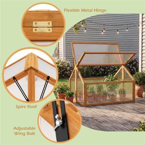 Serra Portatile con Doppia Ventilazione Regolabile sul Tetto, in Legno di Abete, per Coltivazione Annuale Domestica, con Policarbonato - Product Image 6