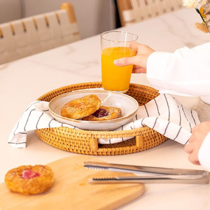 Round Shape Custom Size Tabletop Decoration Woven Rattan Storage Serving Tray For Kitchen Ware Multipurpose Usage Round <b>Basket</b> - Product Image 4