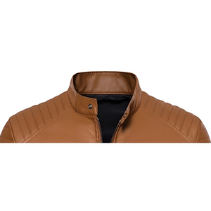 Veste en cuir d'hiver solide pour homme avec logo frontal, réversible et chauffante, coupe-vent, qualité supérieure, 100% cuir, décontractée - Product Image 2