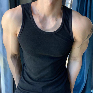 Rib Tank Top High Quality Custom Muscle Fitted Cotton Ribbed Tank Top <b>Men</b> Gym Workout Streetwear Sleeveless T-Shirt Custom - Product Image 3