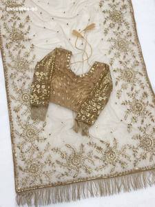 Sari-Blusa Étnica con Diseño Bollywood de Red de Mariposa a la Moda, Lentejuelas de 5mm y Bordado CPallu - Diseño Zhalar - Product Image 4