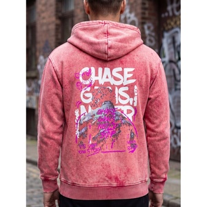Sweat à capuche zippé vintage délavé pour homme, coupe oversize, style streetwear décontracté, uni, avec poche kangourou - Product Image 6