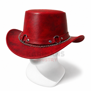 Chapeaux de cowboy western en cuir véritable à large bord, marque privée, pour la vente en gros aux acheteurs de marques de détail - Product Image 1