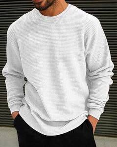 Sudadera Digital Blanca con Forro Polar Tipo Waffle, Manga Larga, para Hombre, Mezcla de Algodón y Poliéster, Transpirable, Cuello Redondo, Estilo Pullover, Corte Regular - Product Image 2