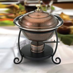 Moderno calentador de alimentos tipo buffet de latón con tapa y soporte, duradero para el hogar, hoteles, restaurantes e industria de la hostelería - Product Image 2