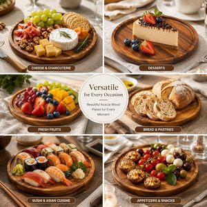 Plat de service en bois fait main, bois naturel, bol décoratif pour la cuisine, vaisselle rustique, lot de 4 - Product Image 5