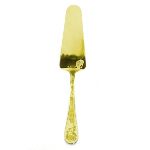 Golden Cake Server Stainless Steel Rectangle Non-Stick Shovel Handle Engraved Shell Pattern Hand Wash Only - Product Image 1