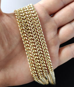 Cadena de eslabones cubanos Miami de oro macizo de 10k, chapada en oro amarillo, para joyería de moda masculina. - Product Image 4