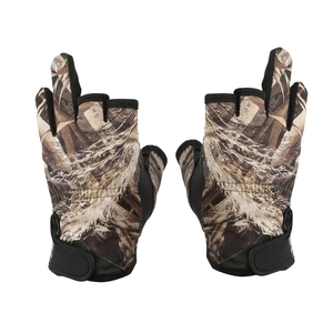 Gants de pêche intelligents mi-doigts personnalisés, respirants, légers, imprimé camouflage, unisexe, toutes saisons, fermeture auto-agrippante, polyester - Product Image 1