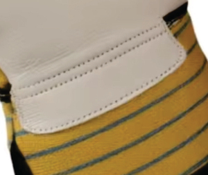 Gants de travail en cuir avec manchette de sécurité rayée jaune, antidérapants, lisses, 11 oz, sans latex, gants de sécurité polyvalents - Product Image 4