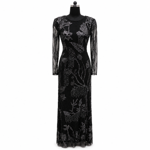 Luxury Black Embroidered <b>Sequin</b> Evening Gown for Women Elegant Full Sleeve Maxi Dress Formal Party Wedding Reception Dress - Product Image 1