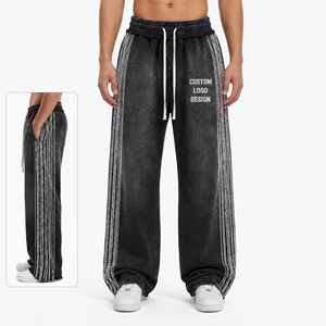 Premium Heavyweight 100% Cotton French Terry Acid Wash Anti-Pilling Sweatpants Men Baggy Wide Leg <b>Vintage</b> <b>Track</b> <b>Pants</b> Side - Product Image 1