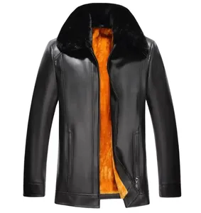 Chaqueta de Cuero Impermeable para Hombre, Talla Grande, Estilo Casual de Otoño, con Cuello Alto, Diseño Simple - Product Image 3