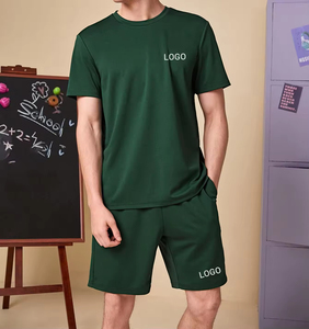Hot Selling New Arrival Men's and Women's T-Shirt & Shorts <b>Set</b> Summer 100% Cotton Simple Solid Color Unisex T-Shirt Shorts <b>sets</b> - Product Image 2