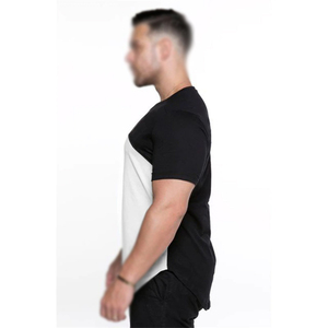 T-shirt à manches courtes pour homme, coupe slim, col rond, tricoté, décontracté, rouge et bleu marine - Product Image 5