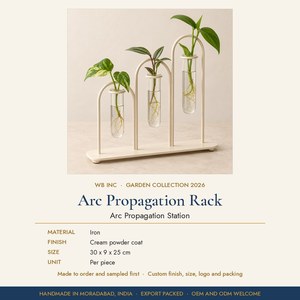 Metal Propagation Station with Three <b>Glass</b> Test Tubes Plant Terrarium Stand Cream Iron Hydroponic <b>Vase</b> - Product Image 2