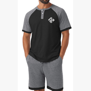 Best Quality New Trending Summer Men's Shorts <b>Sets</b> Pure 100% Cotton Black Gary Color Product Jogging Wear Men's Shorts <b>Sets</b> - Product Image 1