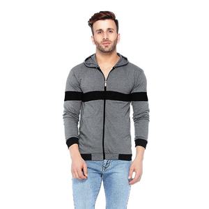 Unisex 100% Cotton Hoodie with Embossed Custom Logo Oversize <b>Zip</b> 2 Color Patchwork-Casual Fashion <b>Tops</b> for <b>Men</b> ODM Supply - Product Image 1