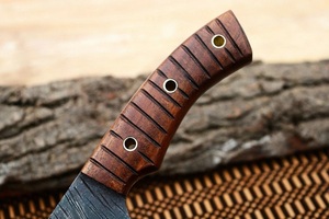 Couteau de chasse artisanal en acier au carbone de qualité industrielle avec manche en bois et étui en cuir pour le camping en plein air - Product Image 5