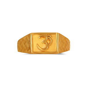 Bague en or pour homme Om Essence, élégante, ton or, d'inspiration vintage, avec un design rectangulaire de symbole premium - Product Image 3