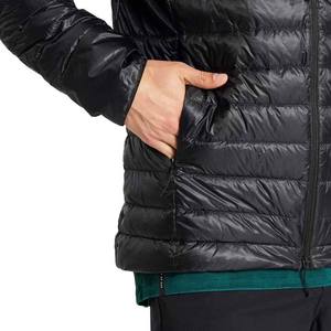 Veste d'hiver pour homme, noire, à capuche, rembourrée en duvet, coupe-vent, fermeture éclair, décontractée, pour l'extérieur, coupe régulière, en nylon - Product Image 4