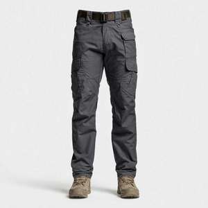 Pantalon cargo gris foncé pour homme, plusieurs poches, toile mi-lourde, style vêtements de travail, séchage rapide, fermeture éclair - Product Image 3