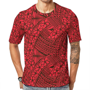 T-shirt personnalisé pour homme, col rond, en polaire tricotée, coupe classique, manches courtes, séchage rapide, écologique, motif polynésien par sublimation - Product Image 2