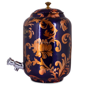 Pot à eau en cuivre 5 Ltrs, nouveau, fait à la main, meilleur imprimé, avec support et Design en verre, conteneur de stockage, à prix - Product Image 2