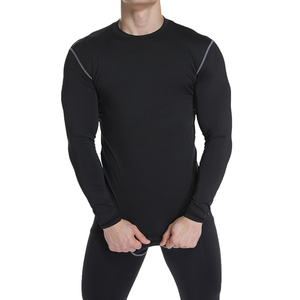 Men's <b>Black</b> <b>Long</b> <b>Sleeve</b> Compression Shirt Quick Dry Polyester Base Layer <b>Top</b> for <b>Gym</b> Training and Sports - Product Image 2