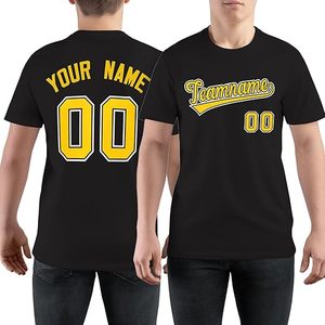 Camiseta Personalizada Negra de Manga Corta para Hombre con Impresión de Nombre y Número, Cuello Redondo, Estilo Casual, Ajuste Regular y Transpirable - Product Image 3